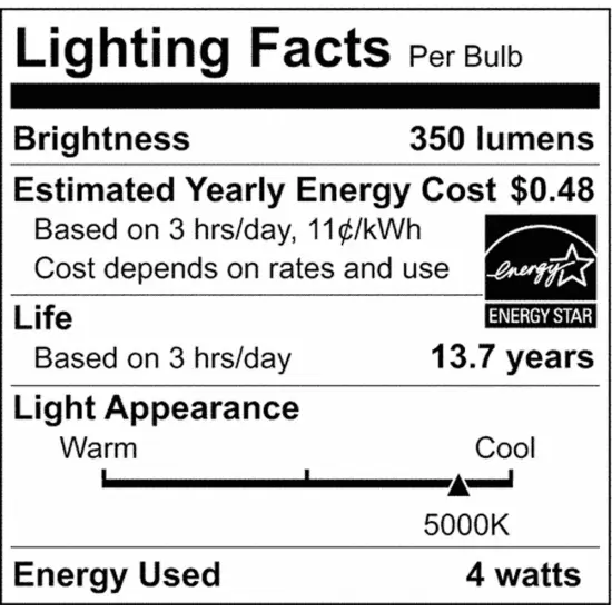 Satco 4.5w G25 Globe Filament LED 5000K Medium Base Dimmable - 40w equiv Natural Light {4}