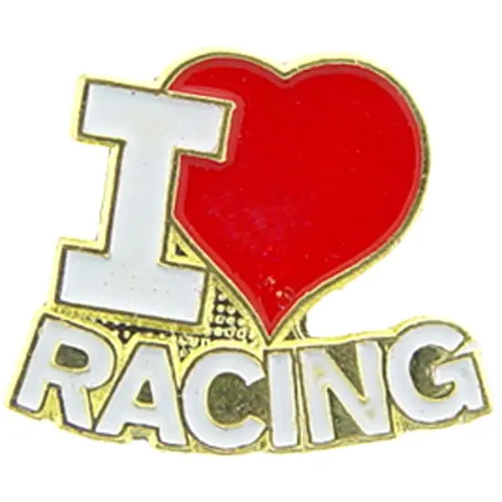 I Love Racing Pin 1" {1}