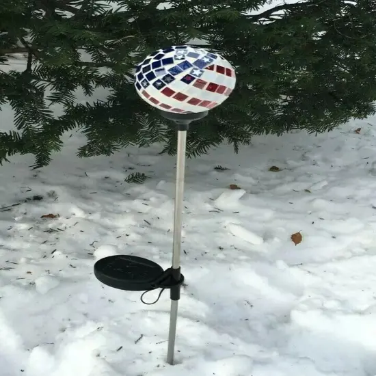 Flag Glass Ball Garden Stake Color Change LED Light Outdoor Path Decor {3}