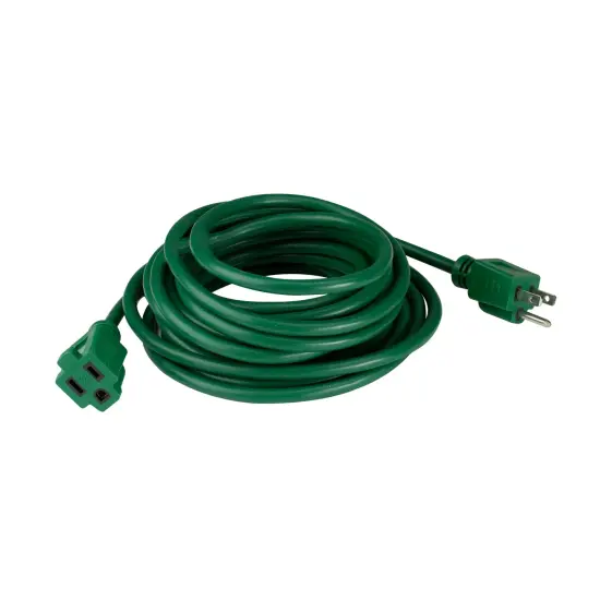 Northlight Three-Prong Outdoor Extension Power Cord with End Connector - 40' - Green {1}