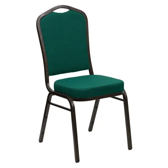 Emma and Oliver Crown Back Stacking Banquet Dining Chair GreenFabric/GoldVein {1}