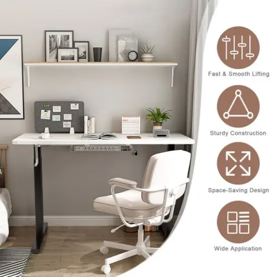 Hand Crank Sit to Stand Desk Frame with Height Adjustable Ideal for Office or Home Black {2}