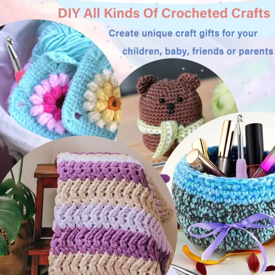 43 Pieces Crochet Hooks,Drawdart 17 Sizes Ergonomic Crochet Hook Set with Case and Crochet Accessories,Extra Long Crochet Needles for Arthritic Hands,Crochet Kits Suitable for Knitter Enthusiasts {6}