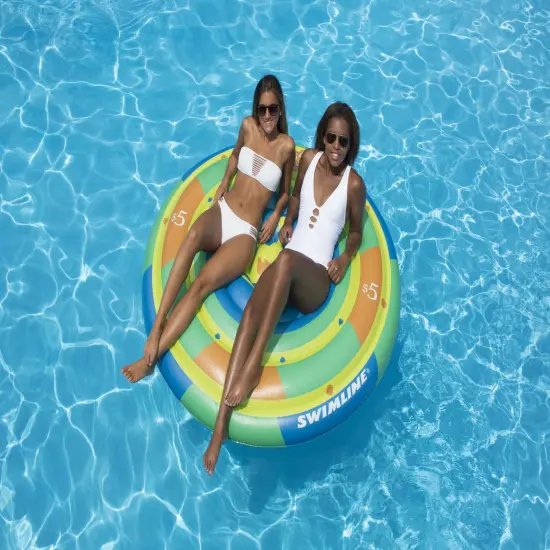 Swim Central Inflatable High Roller Chip Island Lounge Pool Float Ages 13 and Up - 60" Green {5}