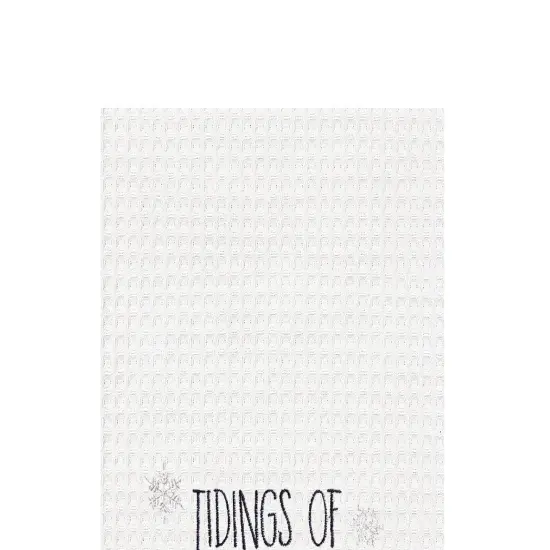 27" x 18" Christmas Holuiday "Tidings of Comfort & Joy" Sentiment with Fox Embroidered Waffle Weave Cotton Kitchen Dish Towel {3}