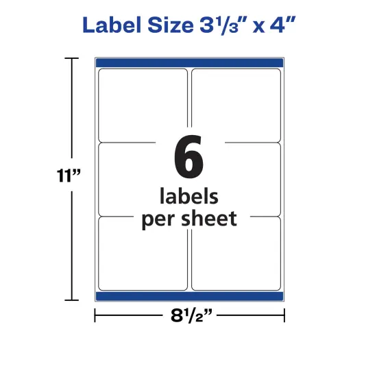 Avery Waterproof Labels with Ultrahold Permanent Adhesive, 3-1/3" x 4", Laser, 300 Labels (05524) {5}