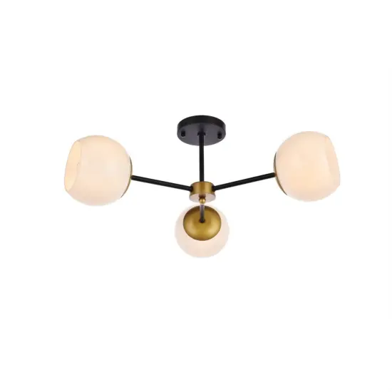 Briggs 26 inch flush mount in black and brass with white shade {3}