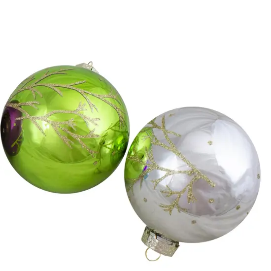 Northlight Set of 4 Multi-Color Shiny Glass Ball Christmas Ornaments 4-Inch (100mm) {4}