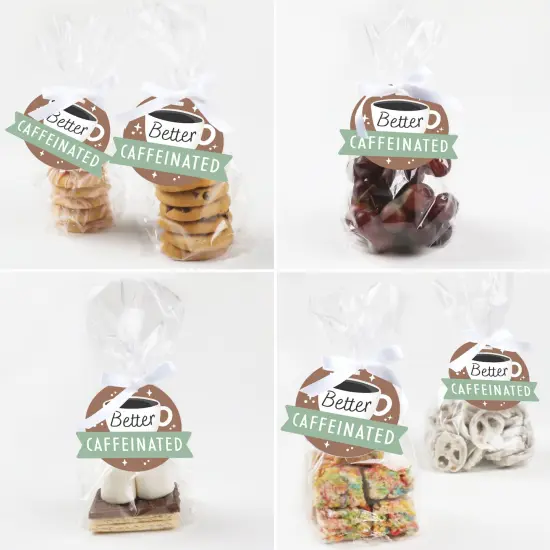 Big Dot of Happiness But First, Coffee - Cafe Themed Party Clear Goodie Favor Bags - Treat Bags With Tags - Set of 12 {6}