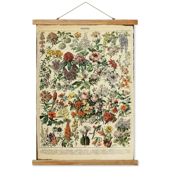 Flower Poster Hanger Frame, Retro Style Wall Art Prints, Printed on Linen with Natural Wooden Frames, Wall Hanging Decor {2}