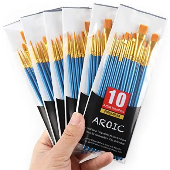 Painting Brush Set 10 Packs/100 Pieces Nylon Brush Heads Suitable for Oil and Watercolor Ideal for Art Painting Best Gift for Painting Enthusiasts {5}