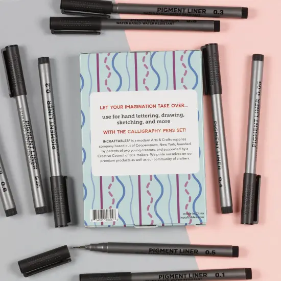 Incraftables Calligraphy Pens for Beginners and Professional (9pcs). Calligraphy Markers for Writing & Drawing. Brush Pens Calligraphy Set for Kids & Adults. Black Brush Pens for Hand Lettering {6}