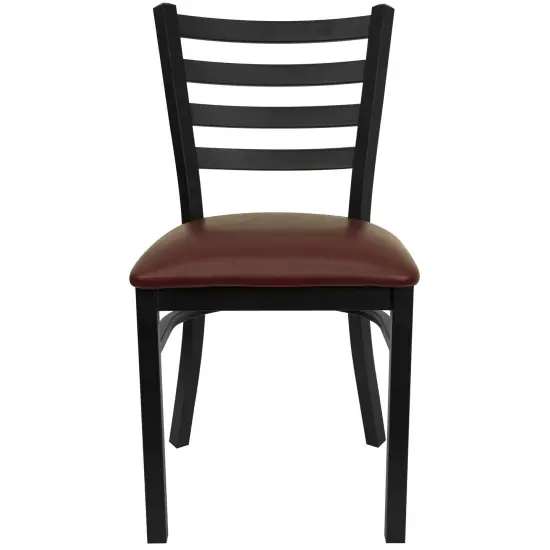 Emma and Oliver Ladder Back Metal Restaurant Dining Chair BurgVYL/BlackMetal {3}