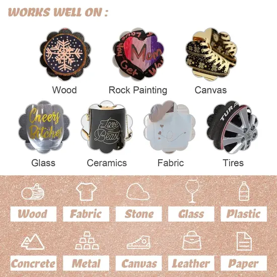 6 Pieces - Gold Paint Pens with Silver, Rose Gold Acrylic Paint Pens for Rock Painting, Wood, Fabric, Glass, Canvas, Scrapbooking, Card DIY Metallic Acrylic Marker (0.7mm) {2}