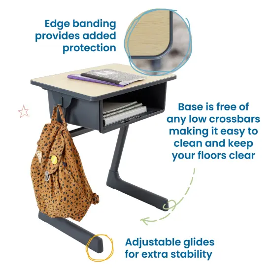 Cave Open Front Student Desk with Large Plastic Book Box, Ready-to-Assemble {3}