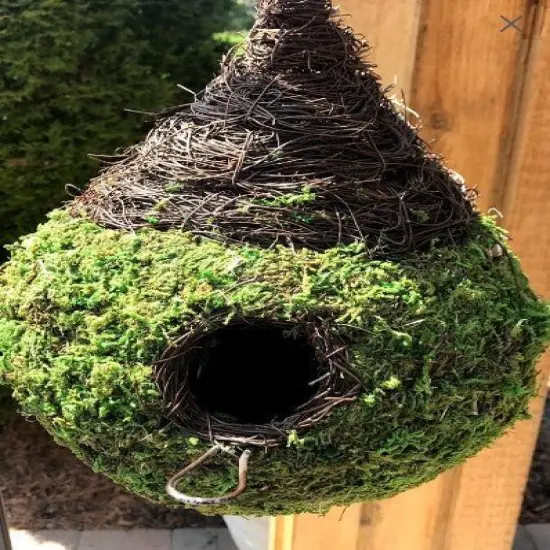 TEARDROP - Natural MOSS & Stick Birdhouse {2}