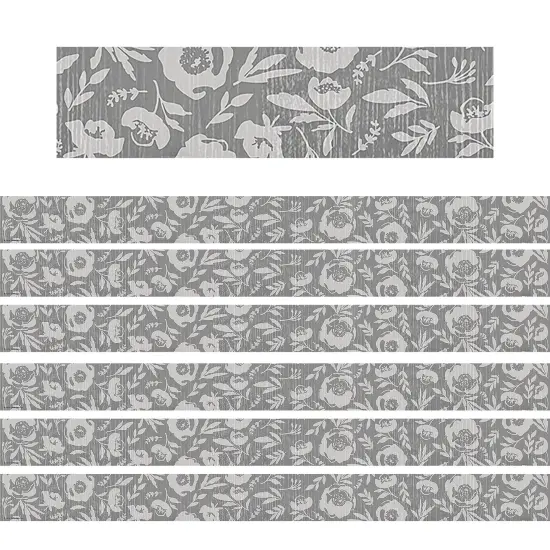 Classroom Cottage Gray Floral Straight Border Trim, 35 Feet Per Pack, 6 Packs {1}