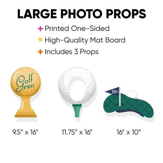 Big Dot of Happiness Par-Tee Time - Golf - Golf Ball, Trophy, and Flat Cap Decorations - Birthday or Retirement Party Large Photo Props - 3 Pc {4}