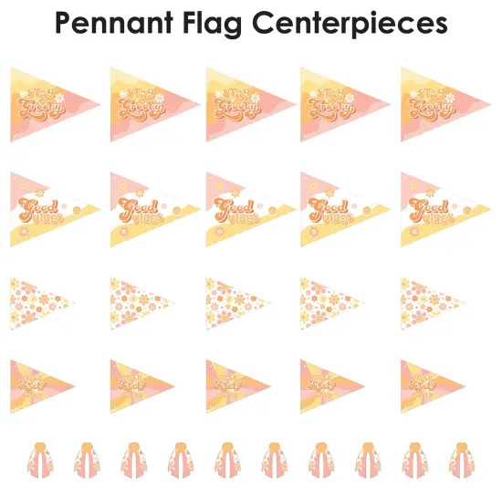 Big Dot of Happiness Stay Groovy - Triangle Boho Hippie Party Photo Props - Pennant Flag Centerpieces - Set of 20 {6}