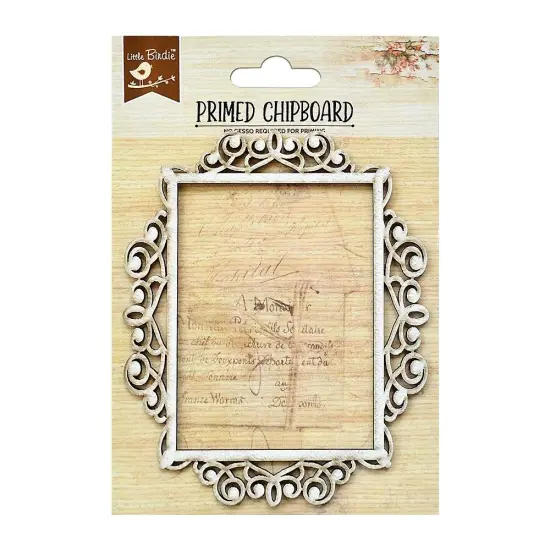 Little Birdie Laser Cut Primed Chipboard 1/Pkg-Antique Rectangle Frame {1}