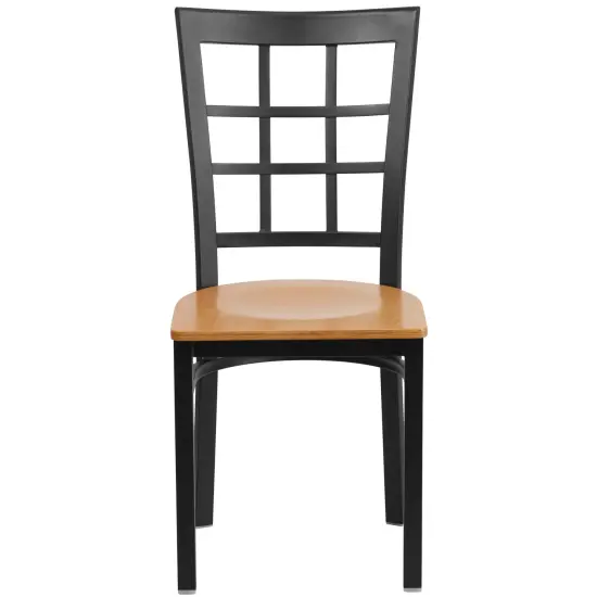 Emma and Oliver Window Back Metal Restaurant Dining Chair Natural/BlackMetal {3}
