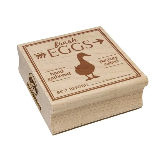Fresh Duck Eggs Hand Gathered Pasture Raised Best Before Square Rubber Stamp for Stamping Crafting {7}