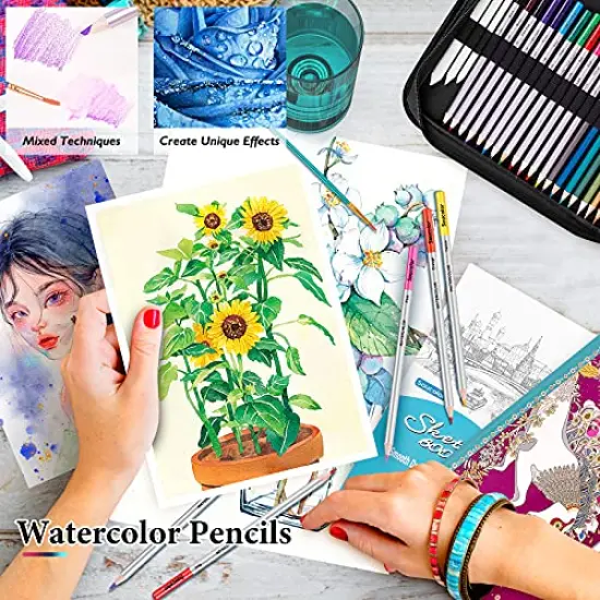 73 Art Supplies for Adults Kids, Art Kit Drawing Supplies Sketching Pencils Coloring Set with Sketchbook, Coloring Book, Charcoal Metallic Graphite for Shading Blending, Gifts for Teen Girls {3}
