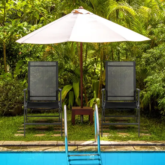 Costway 4PCS Patio Folding Dining Chair Recliner Adjustable Black {4}