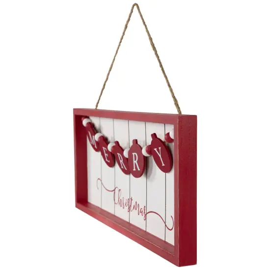 Northlight 14" Framed "Merry Christmas" Wooden Hanging Wall Sign Red {6}