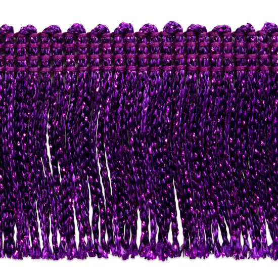 10 Yards of 2" Metallic Chainette Fringe Trim | 10 yard cut Purple {1}