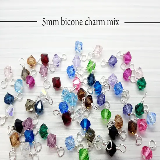 Wholesale Crystal Bicone Bead Charms, 500 pc Bulk Mixed Colors in 4mm 5mm and 6mm, Adorabilities {5}