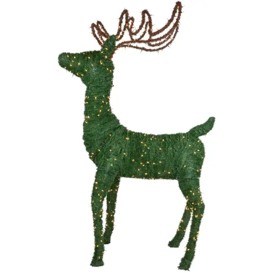 Northlight Lighted Commercial Standing Topiary Reindeer Outdoor Christmas Decoration - 6.5' - Warm White LED Lights Green {5}