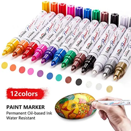 Paint Pens Set - Oil-Based Waterproof Paint Markers for Rocks, Wood, Fabric, Plastic, Canvas, Glass, Mugs, and DIY Crafts, Quick-Dry, Permanent, and Fade-Resistant {3}