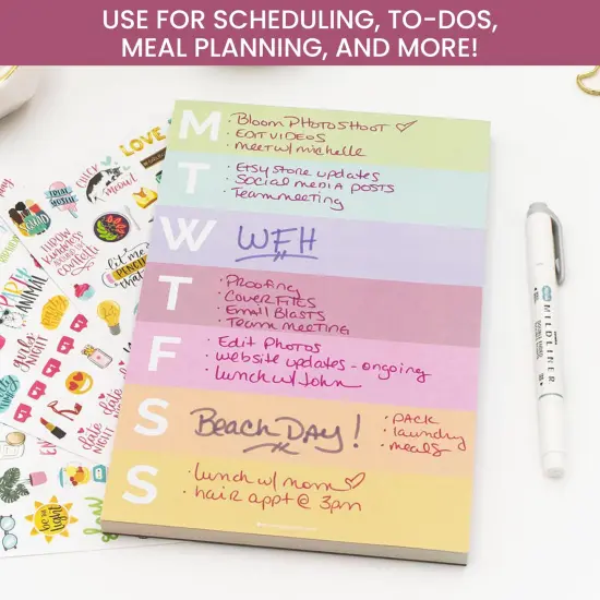 bloom daily planners Planning Pad, 6" x 9", Color Blocked Weekly Planner, Rainbow Sorbet {5}