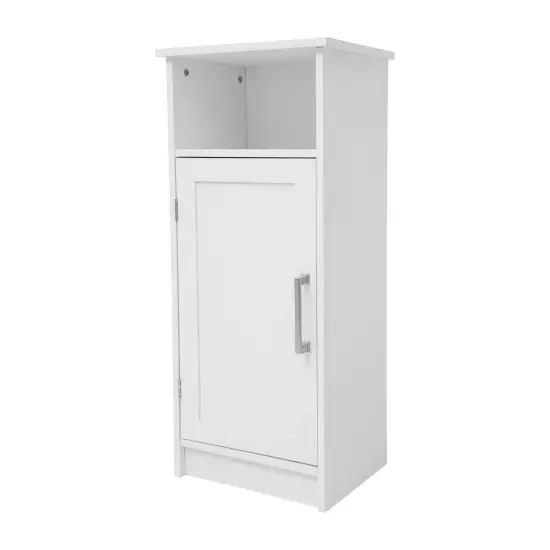 Merrick Lane Vigo Bathroom Storage Cabinet with Adjustable Cabinet Shelf, Upper Open Shelf, and Magnetic Closure Door White {1}