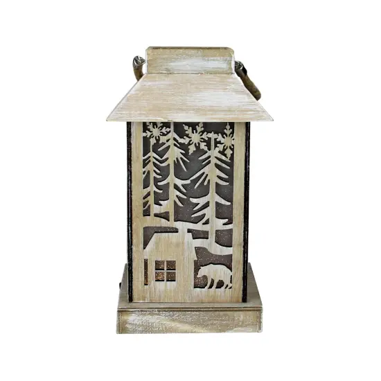 Diva At Home 9.5" Lighted Wooden Bear Silhouette Lantern Christmas Decoration Brown {3}