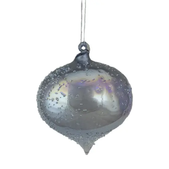 Northlight 4.5-Inch Silver Iridescent Glass Onion Christmas Ornament {3}