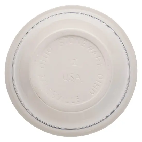 Ohio Stoneware Dominion Mixing Bowl, Stoneware with Food Safe Glaze, Tan with Blue Stripe. {3}