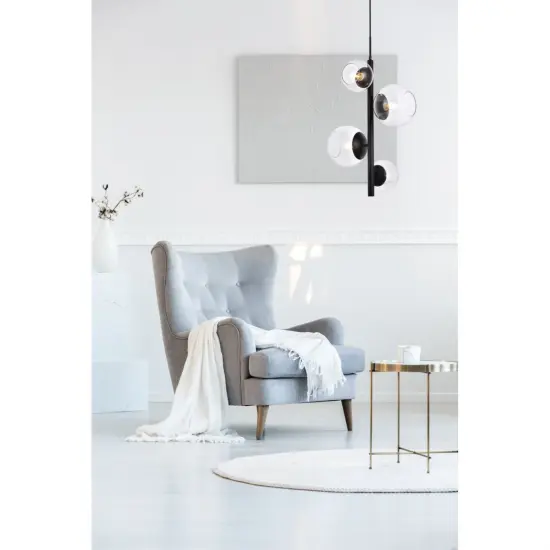 Wells 18 inch pendant in black with clear shade {2}