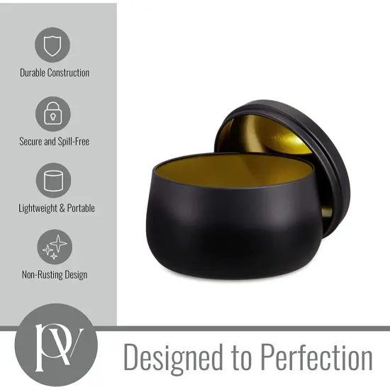 Pavelle Black Candle Container Tins, 24 Metal Tin Containers with Lids for DIY Candle Making {2}