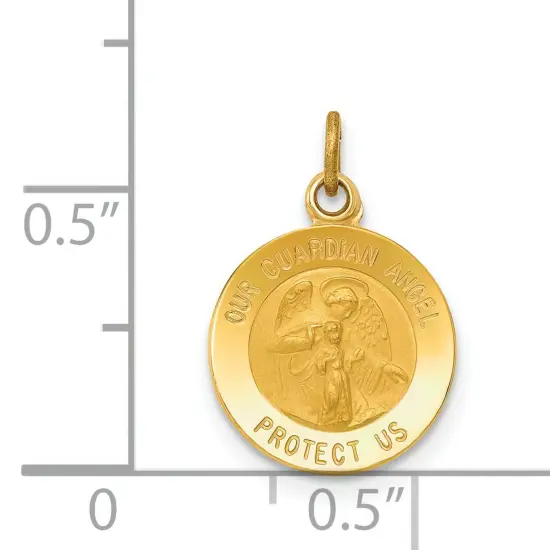 14K Yellow Gold Guardian Angel Charm Pendant Jewelry 17mm x 12mm {3}