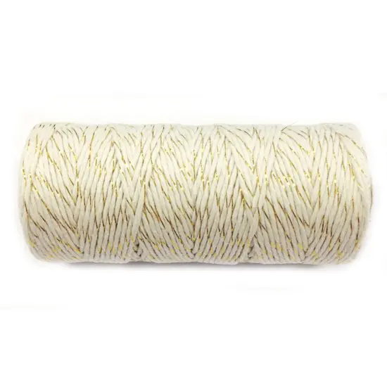 Wrapables Cotton Baker's Twine 12ply 110 Yard, White/Gold Metalic {1}