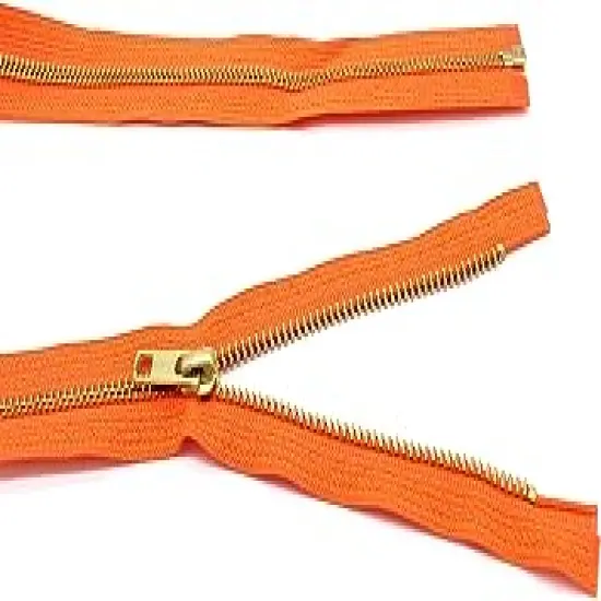 YKK 28" Medium Weight Jacket Zipper YKK #5 Brass ~ Separating ~ 523 Orange (1 Zipper/Pack) {1}