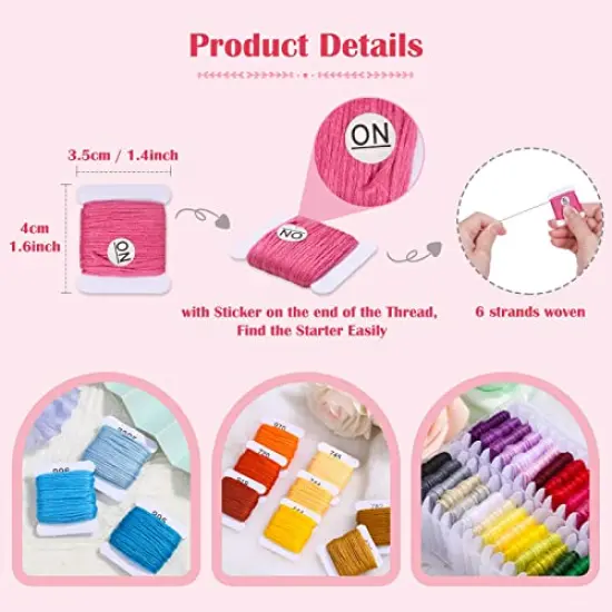 488 Pcs String Bracelet Making Kit, Friendship Bracelet String Kit with 50 Skeins Embroidery Floss Cross Stitch Thread, 400Pcs Friendship Bracelet Beads, 37Pcs Embroidery Tools and Storage Box {3}