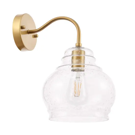Pierce 1 light Brass and Clear seeded glass wall sconce {3}