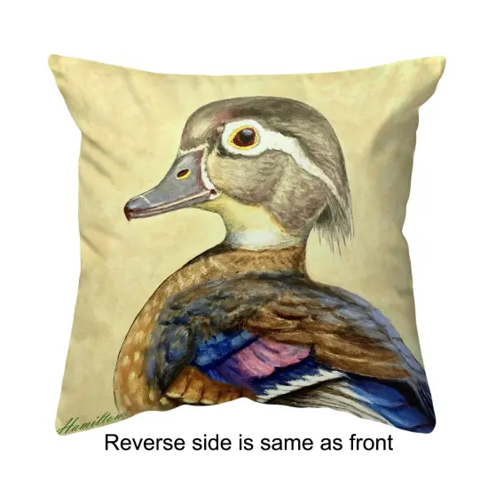 Betsy Drake Mrs. Wood Duck Small Noncorded Pillow 12x12 Multicolor {1}