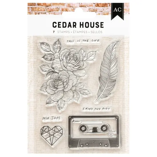 American Crafts Cedar House Clear Stamps-7/Pkg {1}