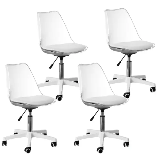 Clear Acrylic Desk Chair - Armless Office Chair, Height Adjustable, Rolling Chair - Modern Ghost Chair, Perfect for Home Office or Vanity with Swivel Function {3}