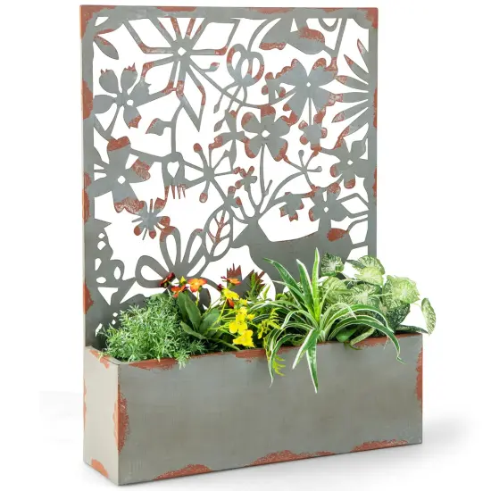 Set of 2 Decorative Raised Garden Bed with Trellises-Rust {2}