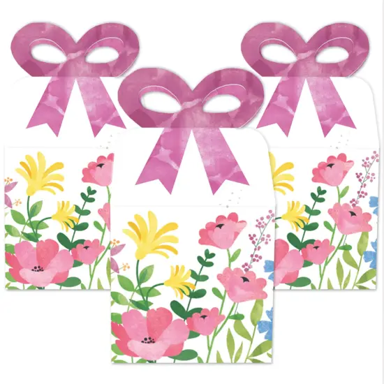 Big Dot of Happiness Wildflowers - Square Favor Gift Boxes - Boho Floral Party Bow Boxes - Set of 12 {3}